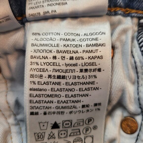 Levis 512 Premium Big E Jeans Mens 30x27 Stretch Blue Denim Slim Leg Distressed - Picture 5 of 12